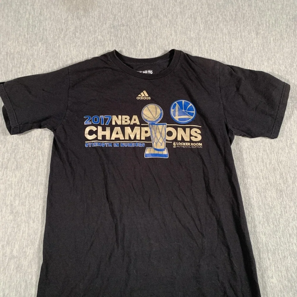 Golden‎ State Warriors Shirt Mens Medium Black NBA Basketball Adidas 2017 Champs
